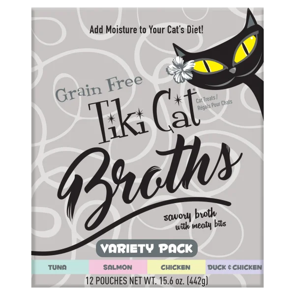 TIKI CAT Broths Variety Pack, 12 x 37g (1.3oz)