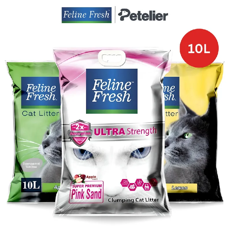 Feline Fresh Cat Litter Sand 10L, Super Premium Pink Clumping, Dust-Free, Scented