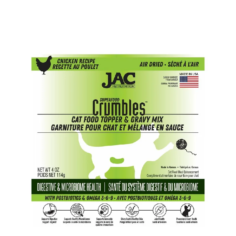 JAC PET NUTRITION Superfood Chicken Crumbles Topper & Gravy Mix, 114g (4oz)