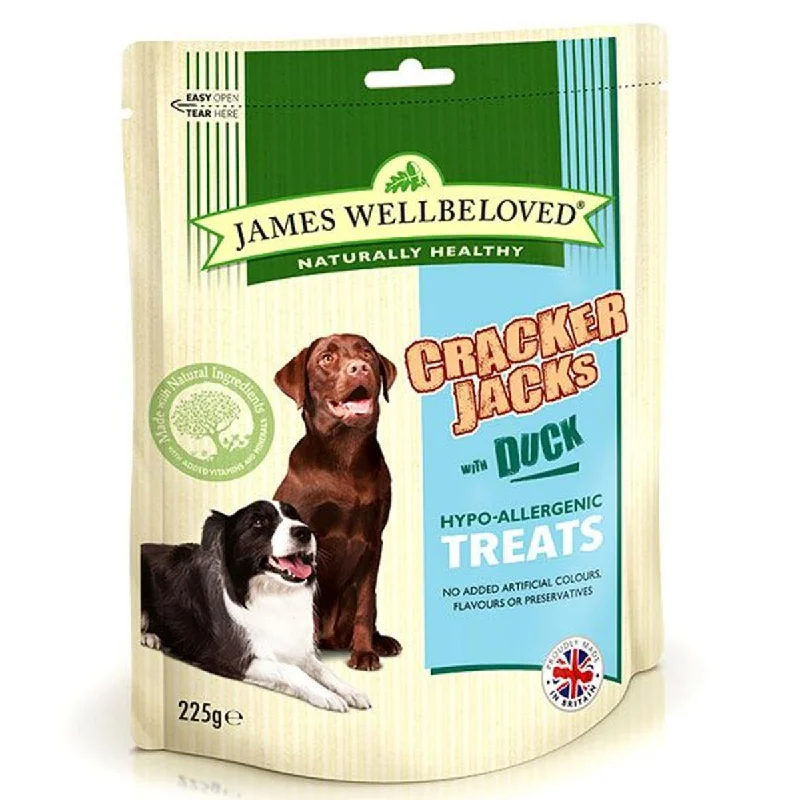 James Wellbeloved | Gluten Free Natural Dog Biscuit | Duck Crackerjacks - 225g (Best Before February 2025)