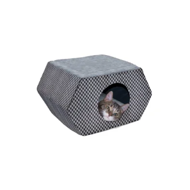 K&H PET Kitty Hideout, Grey & Black Squares