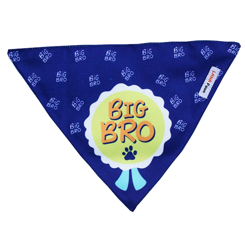 Lana Paws Big Bro Adjustable Dog Bandana/Scarf, Blue and Yellow