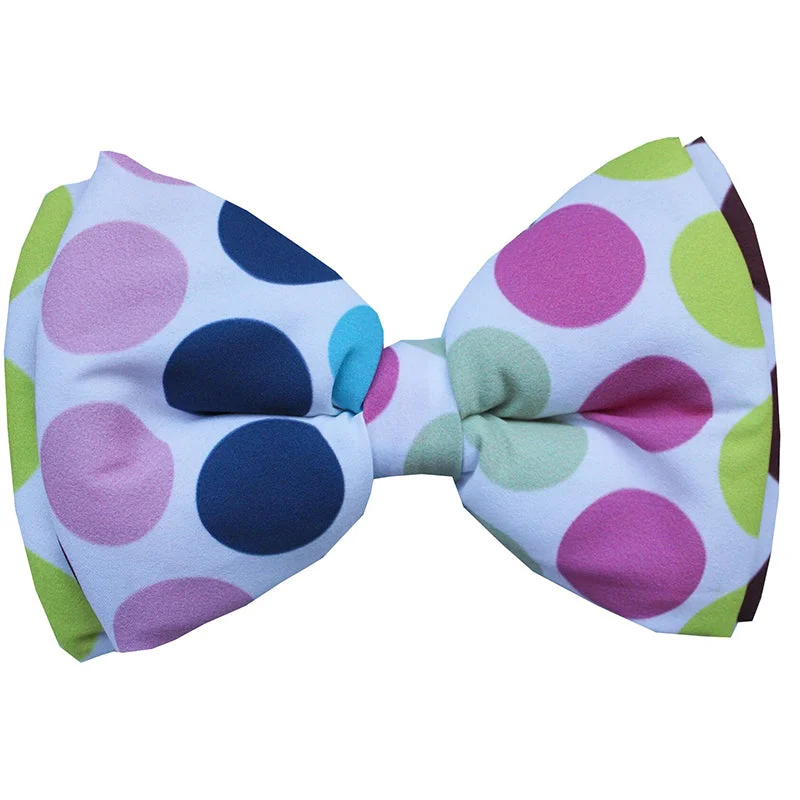 Lana Paws Colourful Polka Dots Adjustable Dog Bowtie, White