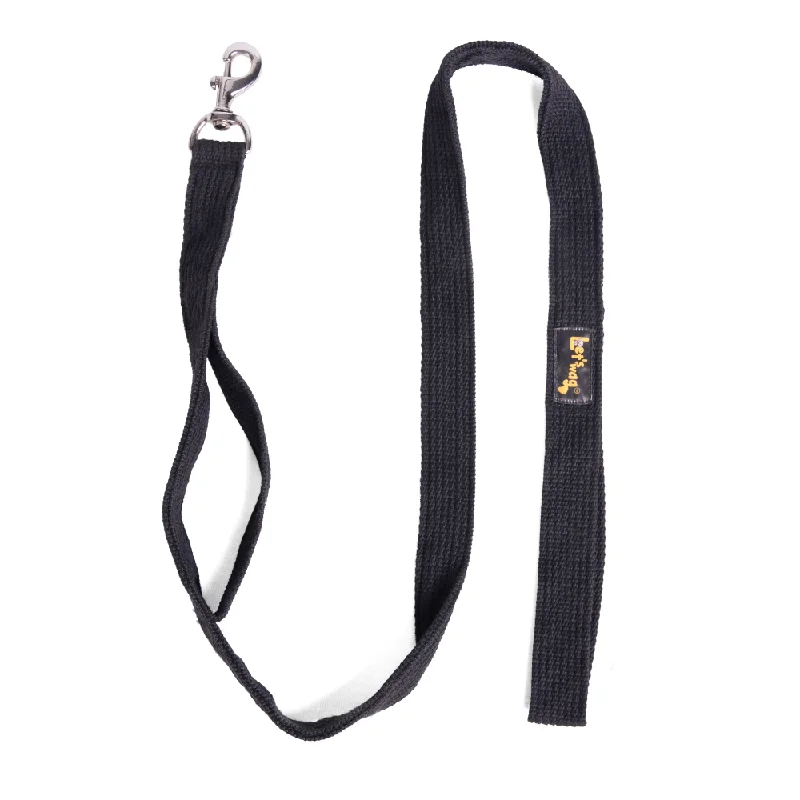 Let's Wag Double Handle Fabric Leash for Dogs (Black)