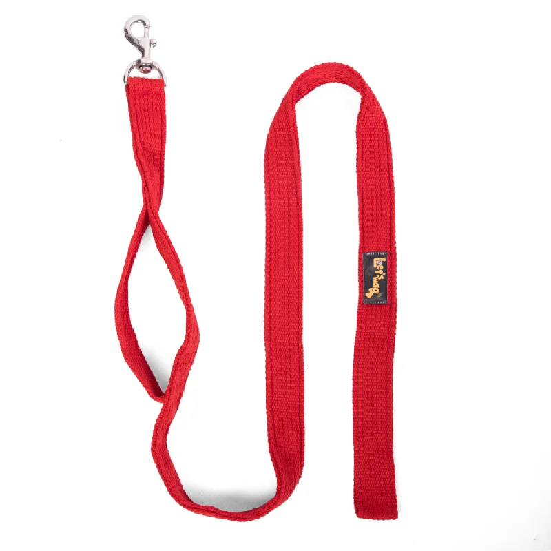 Let's Wag Double Handle Fabric Leash for Dogs (Red)