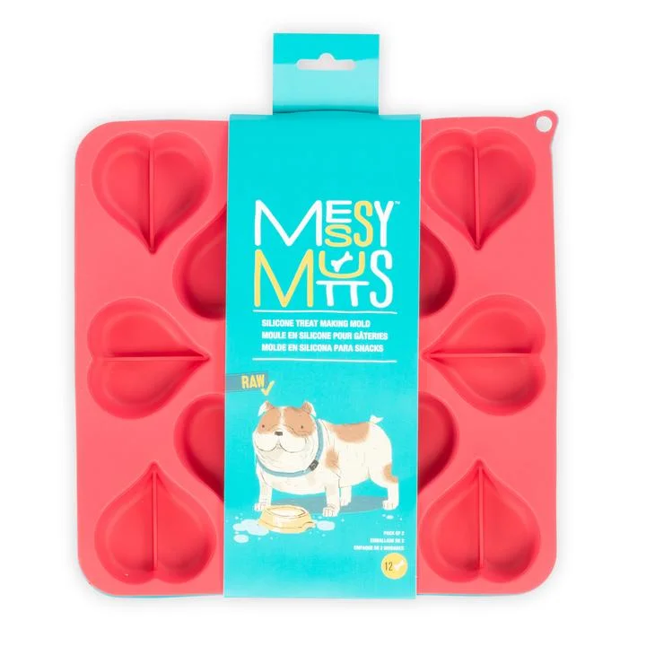 Messy Mutts Heart Shape Silicone Bake and Freeze Treat Maker - Pack of 2