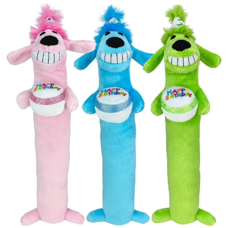 Multipet Loofa Birthday Dog Toys Assorted Colors 12"