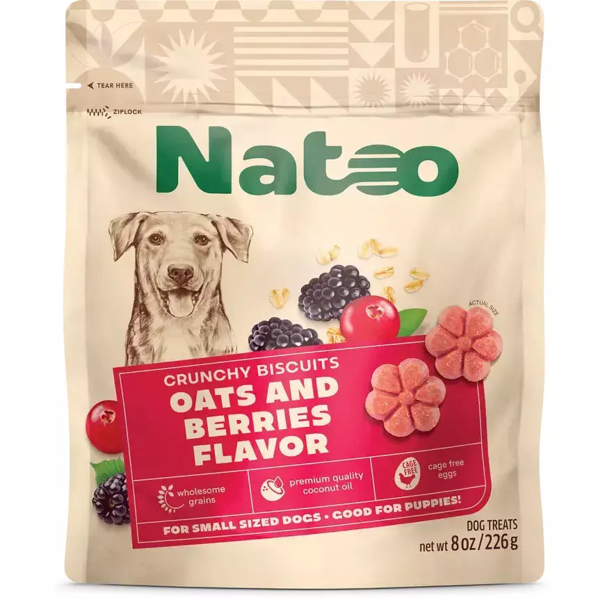 Natoo Biscuits Oats and Berries Flavor Dog Recipe 8-oz