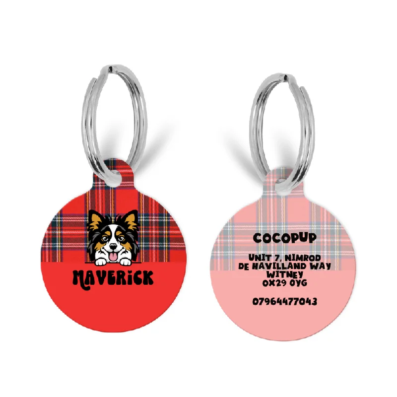 Personalised Dog Cartoon ID Tag - Tartan