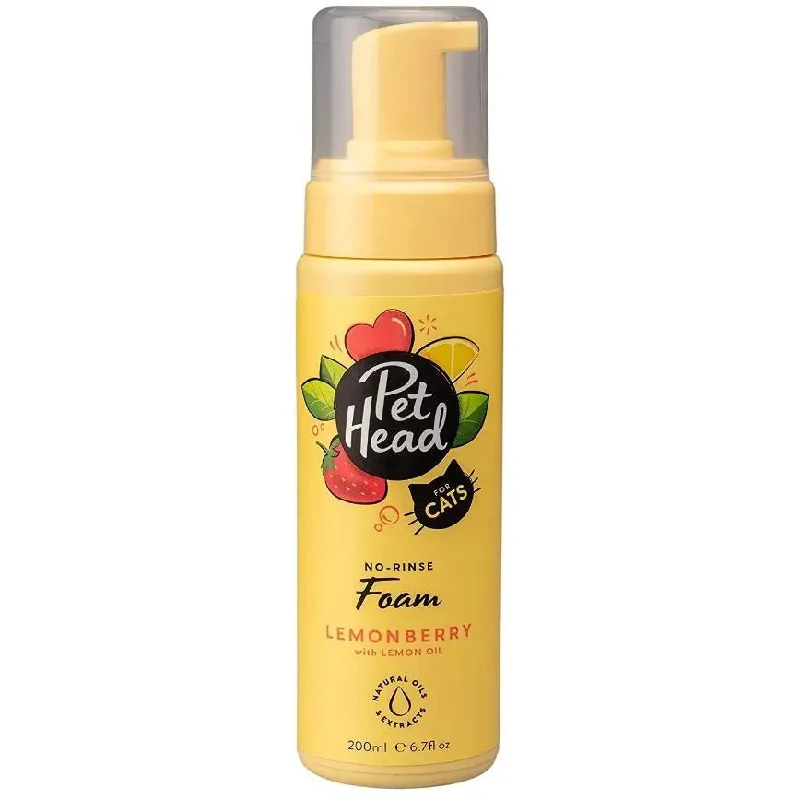 Pet Head No-Rinse Foam for Cats Lemonberry with Lemon Oil