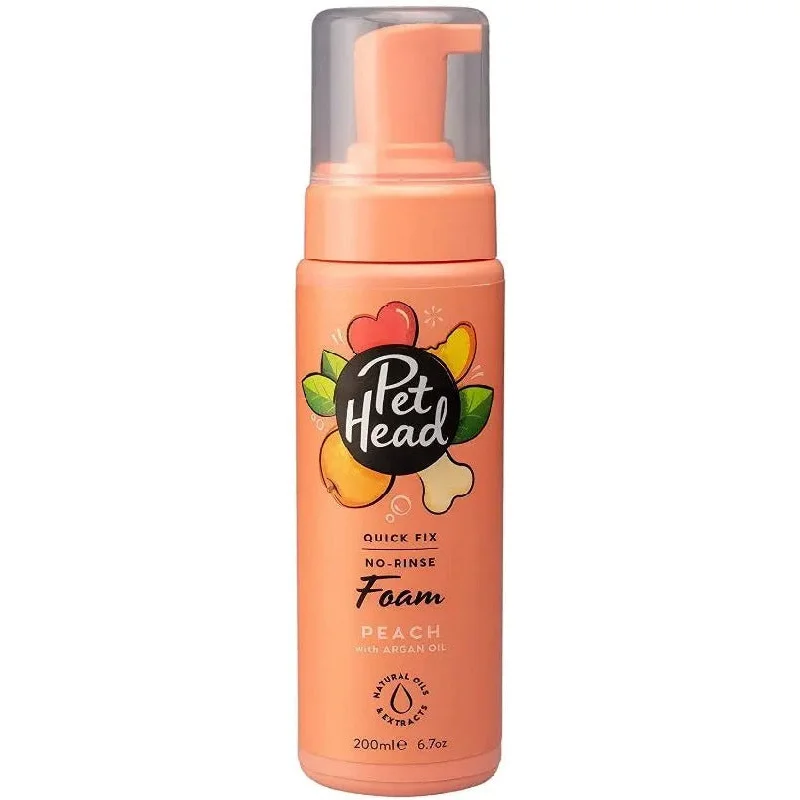 Pet Head Quick Fix No-Rinse Foam for Dogs Peach with Argan Oil