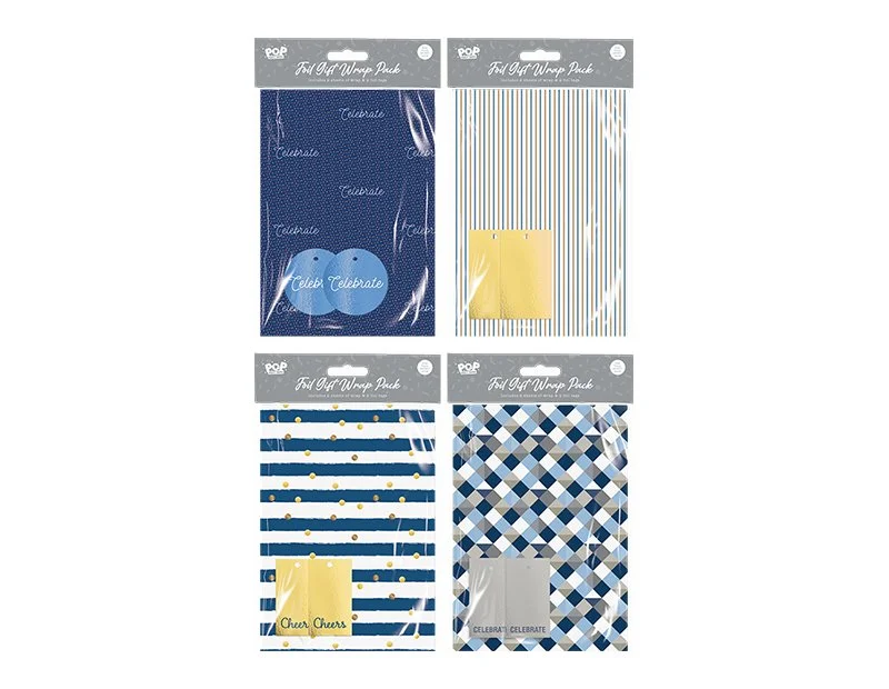 Pop Party Foil Gift Wrap Pack Mens