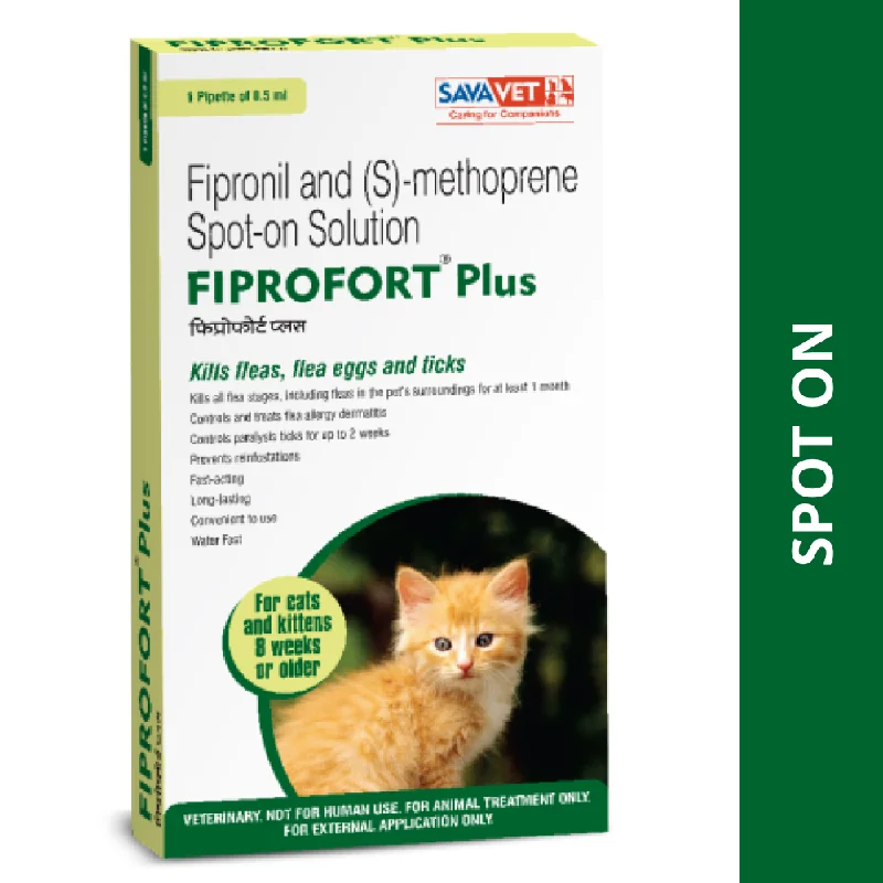 Savavet Fiprofort Plus (Fipronil) Tick and Flea Control Spot On for Cats (0.5mL)