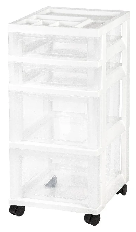 Storage Cart with Organizer Top - 4 Drawer