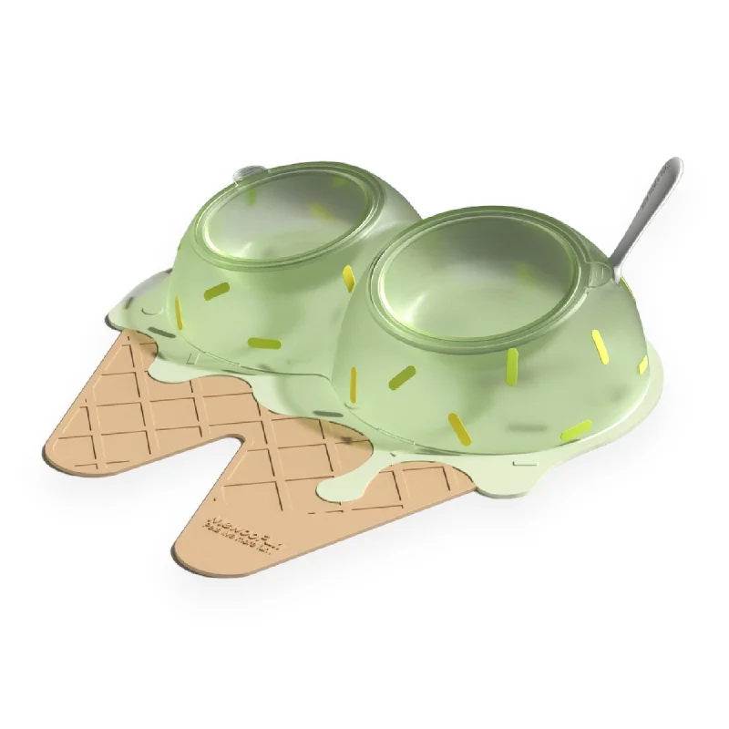 Talking Dog Club Kiwi Ice Cream Bowl for Cats (Green)