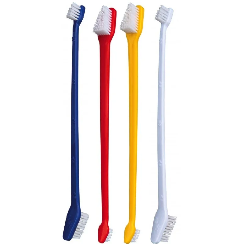 Trixie | Dog & Cat Toothbrush | Double Headed Long Brush - Pack of 4